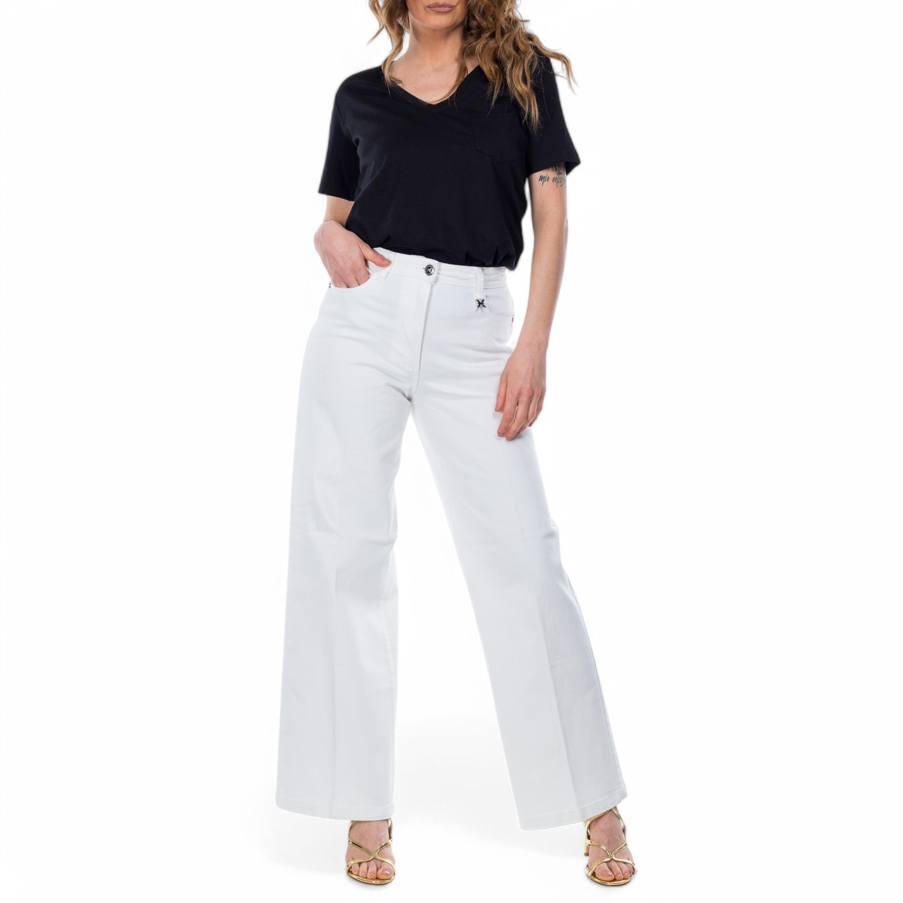 John Richmond jeans bianco a palazzo