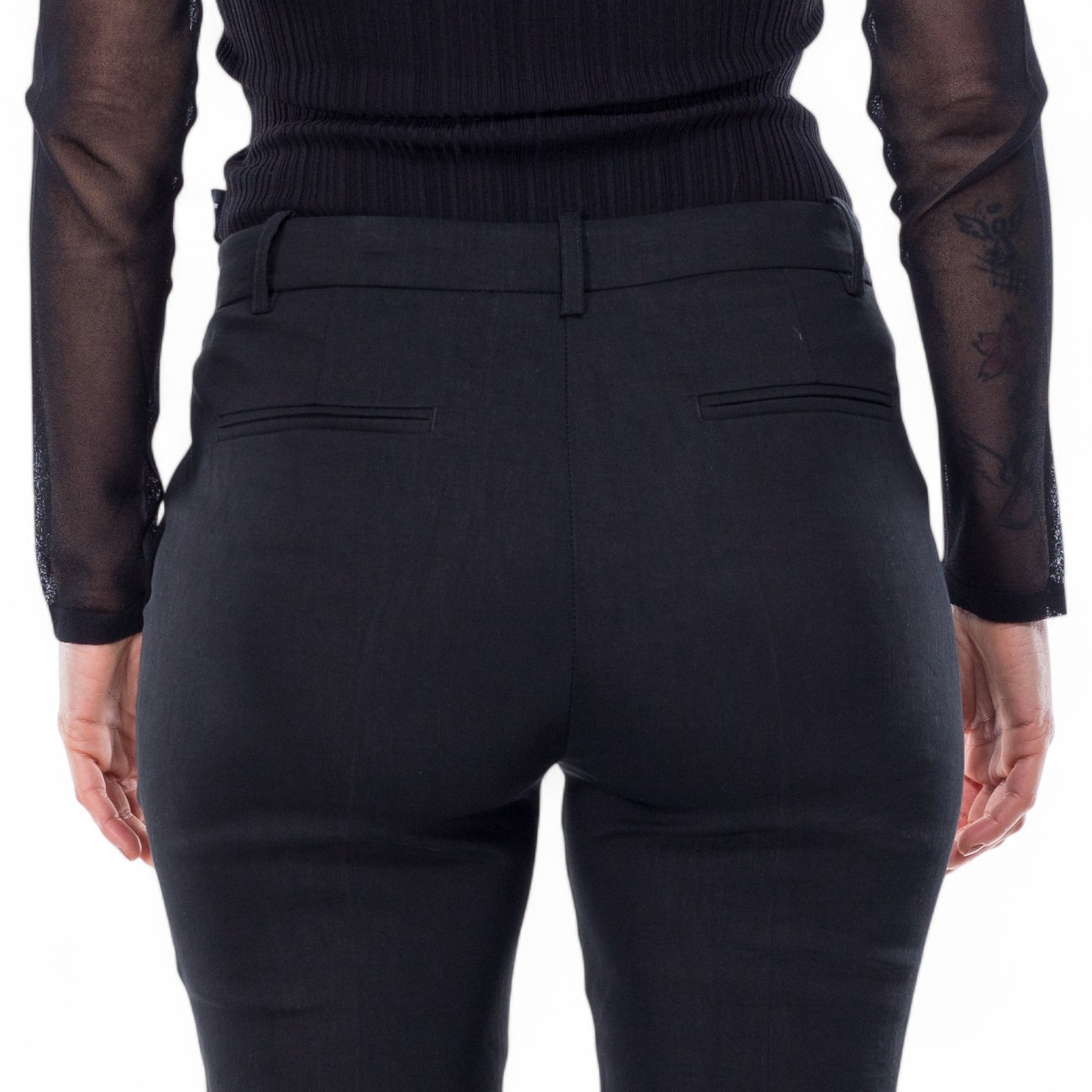 Pinko pantalone nero in lino stretch