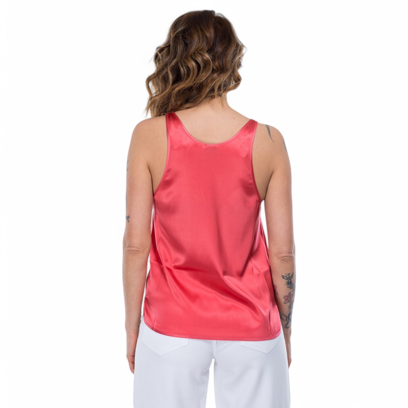 Pinko top in seta corallo