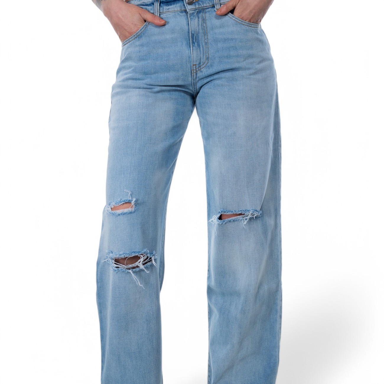 Reign jeans a palazzo con rotture