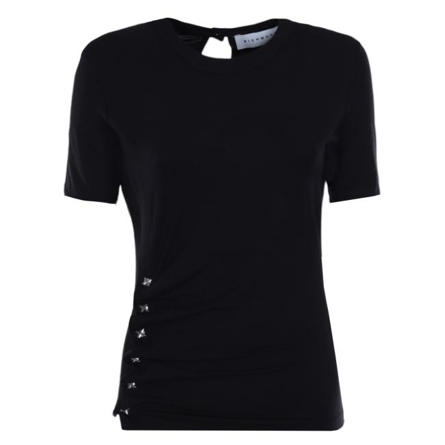 John Richmond t-shirt nera con bottoni
