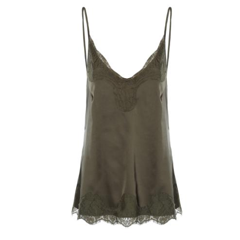 NoSecrets top raso verde con pizzo