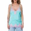 NoSecrets top raso verde con pizzo rosa