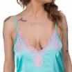 NoSecrets top raso verde con pizzo rosa