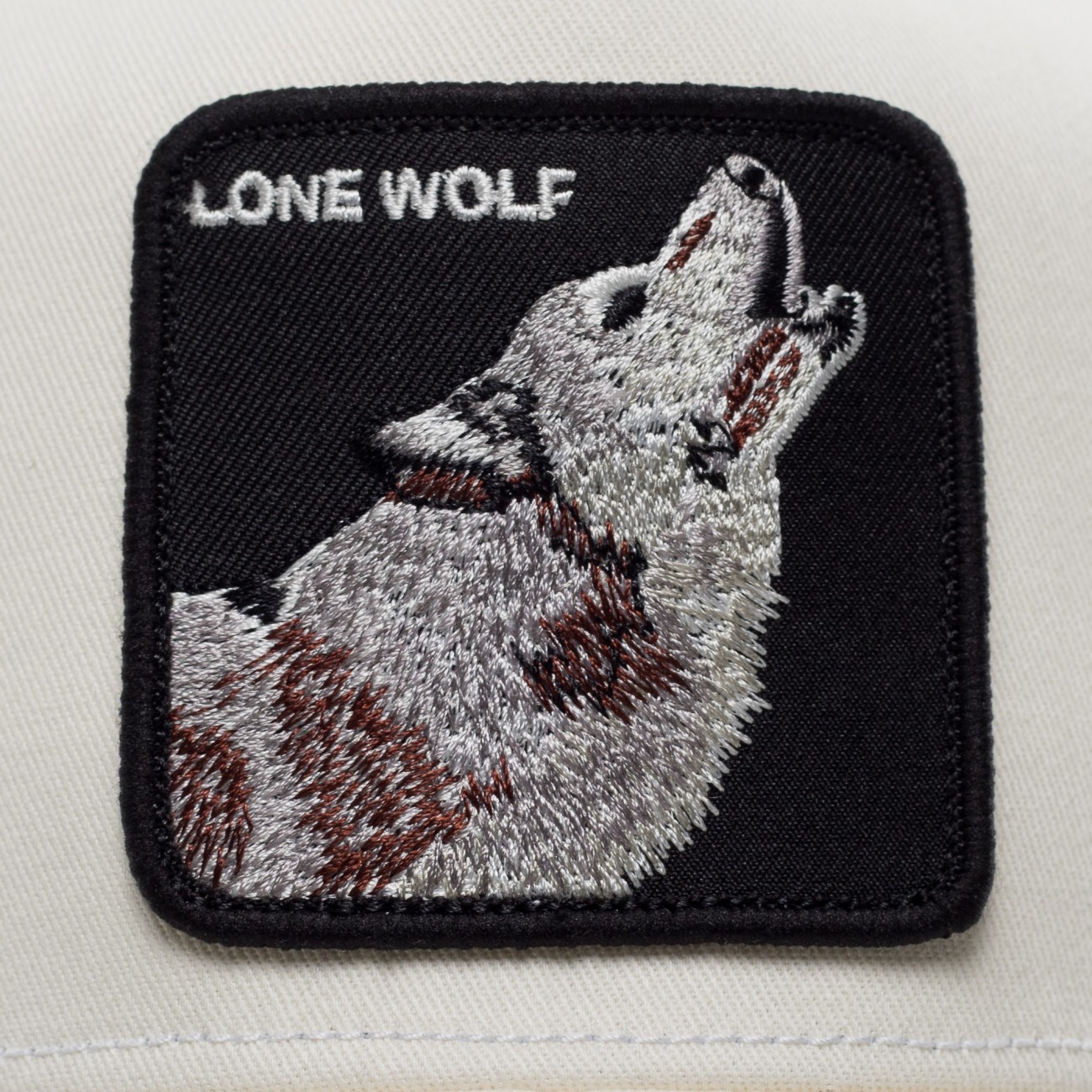 Goorin trucker hat Lone Wolf white