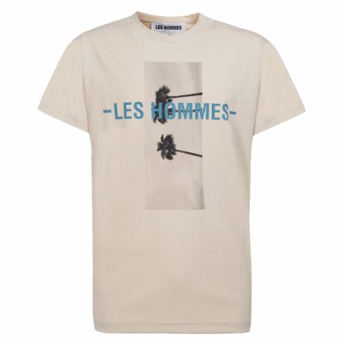 Les Hommes t-shirt beige stampa palme