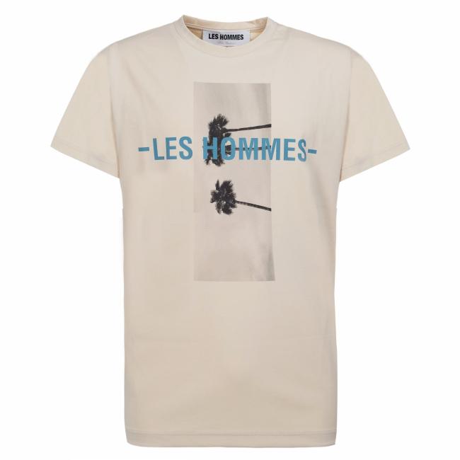 Les Hommes t-shirt beige stampa palme