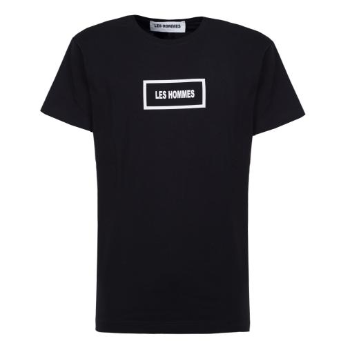 Les Hommes t-shirt nera con logo bianco