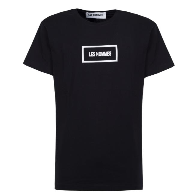 Les Hommes t-shirt nera con logo bianco