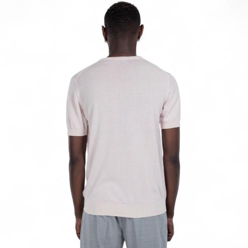 Outfit maglia maniche corte in filo rosa
