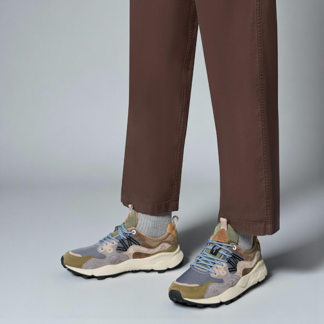 FLOWER MOUNTAIN Yamano 3 sneakers uomo grigio verde marrone