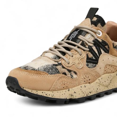 FLOWER MOUNTAIN Yamano suede beige lana check nero
