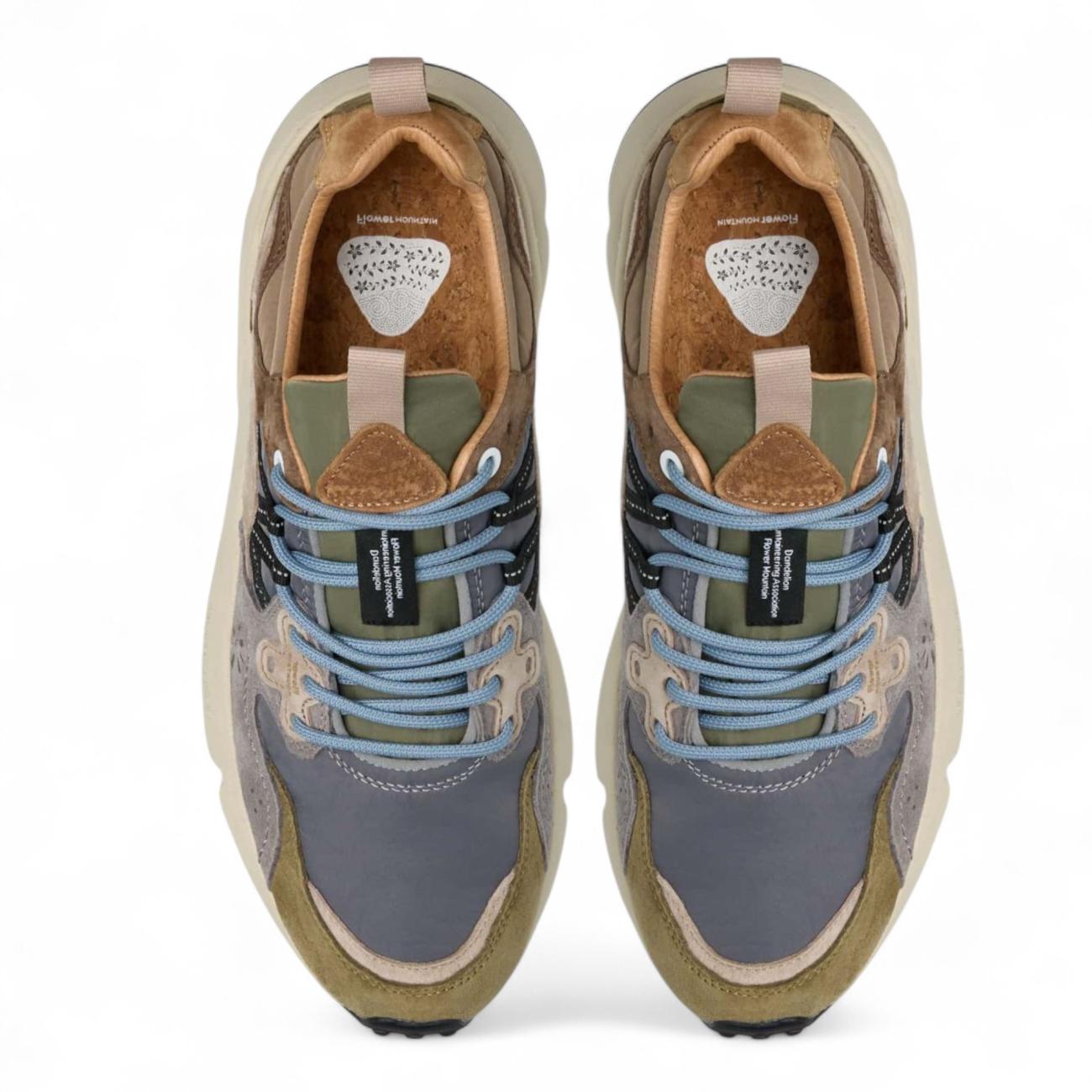 FLOWER MOUNTAIN Yamano 3 sneakers uomo grigio verde marrone