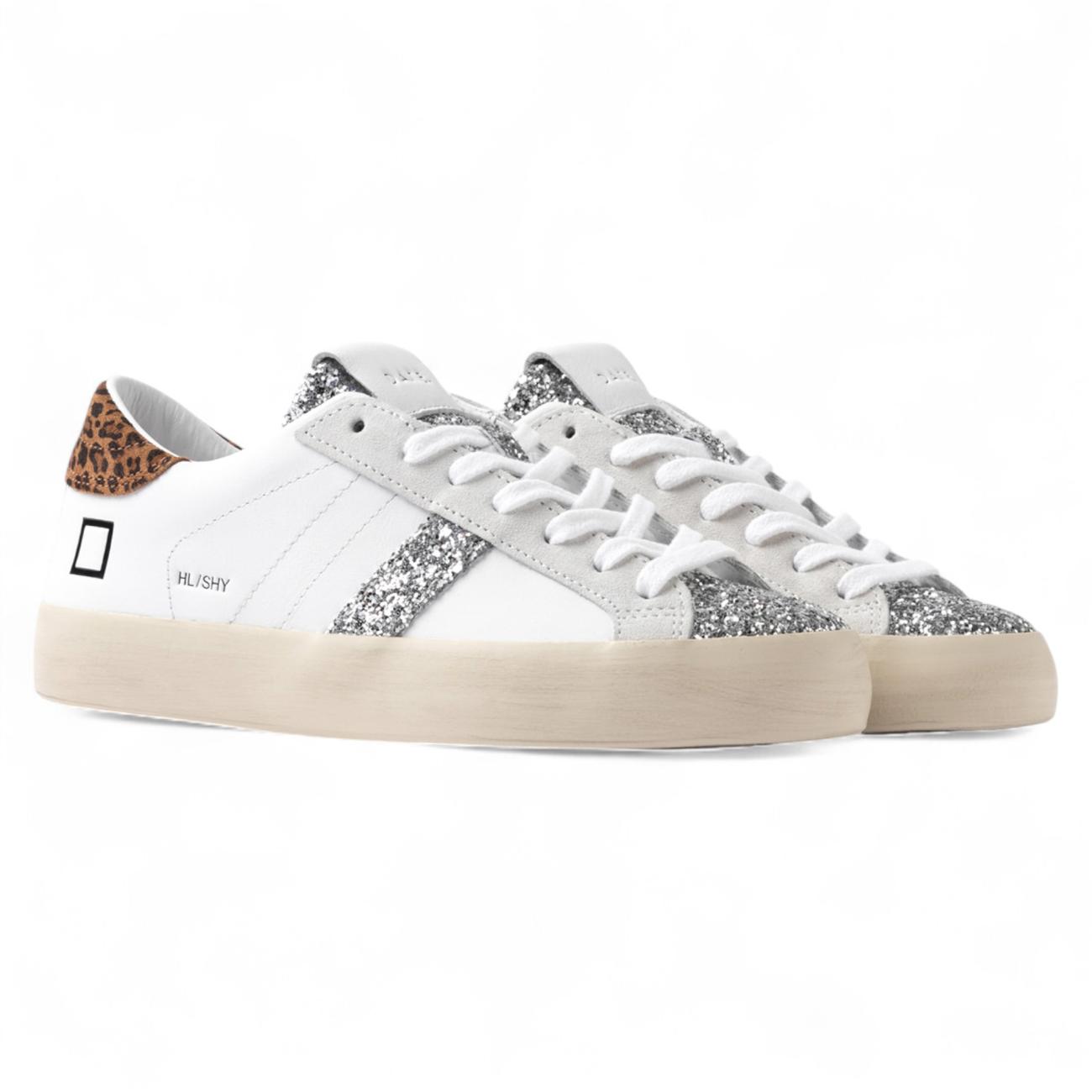 Date sneakers donna Hill Low Shiny White-Leopard
