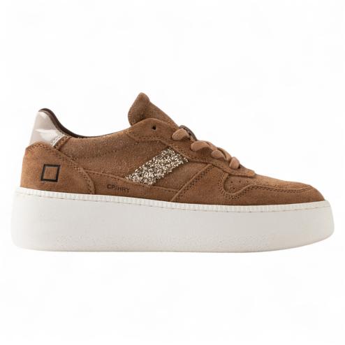 Date women's sneakers Court Platform Hairy Cuoio