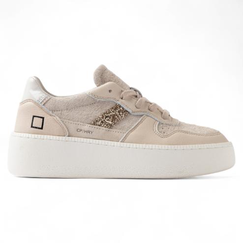 Date sneakers donna Court Platform Hairy Beige