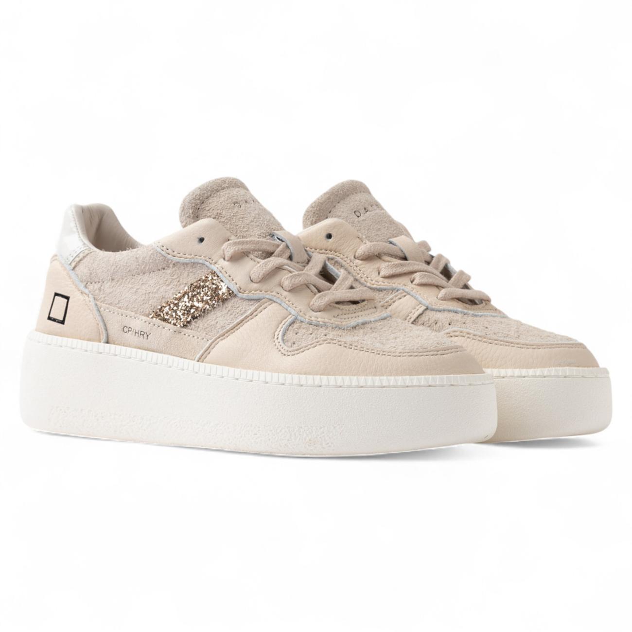 Date sneakers donna Court Platform Hairy Beige
