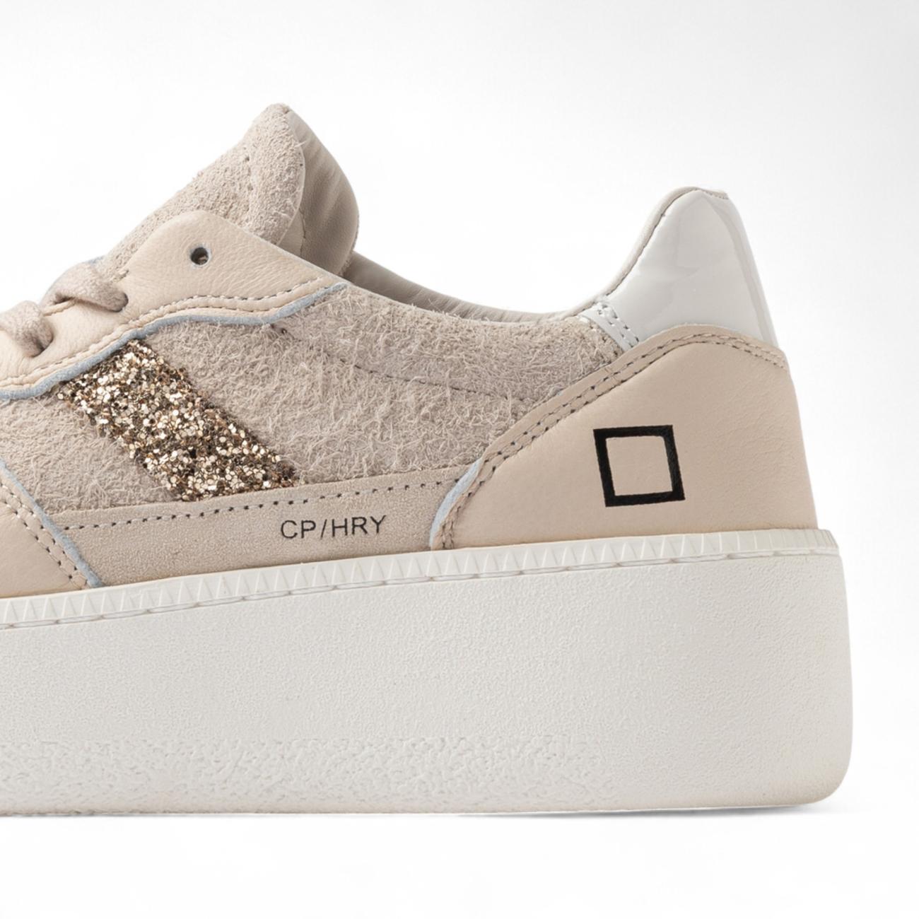 Date women's sneakers Court Platform Hairy Beige
