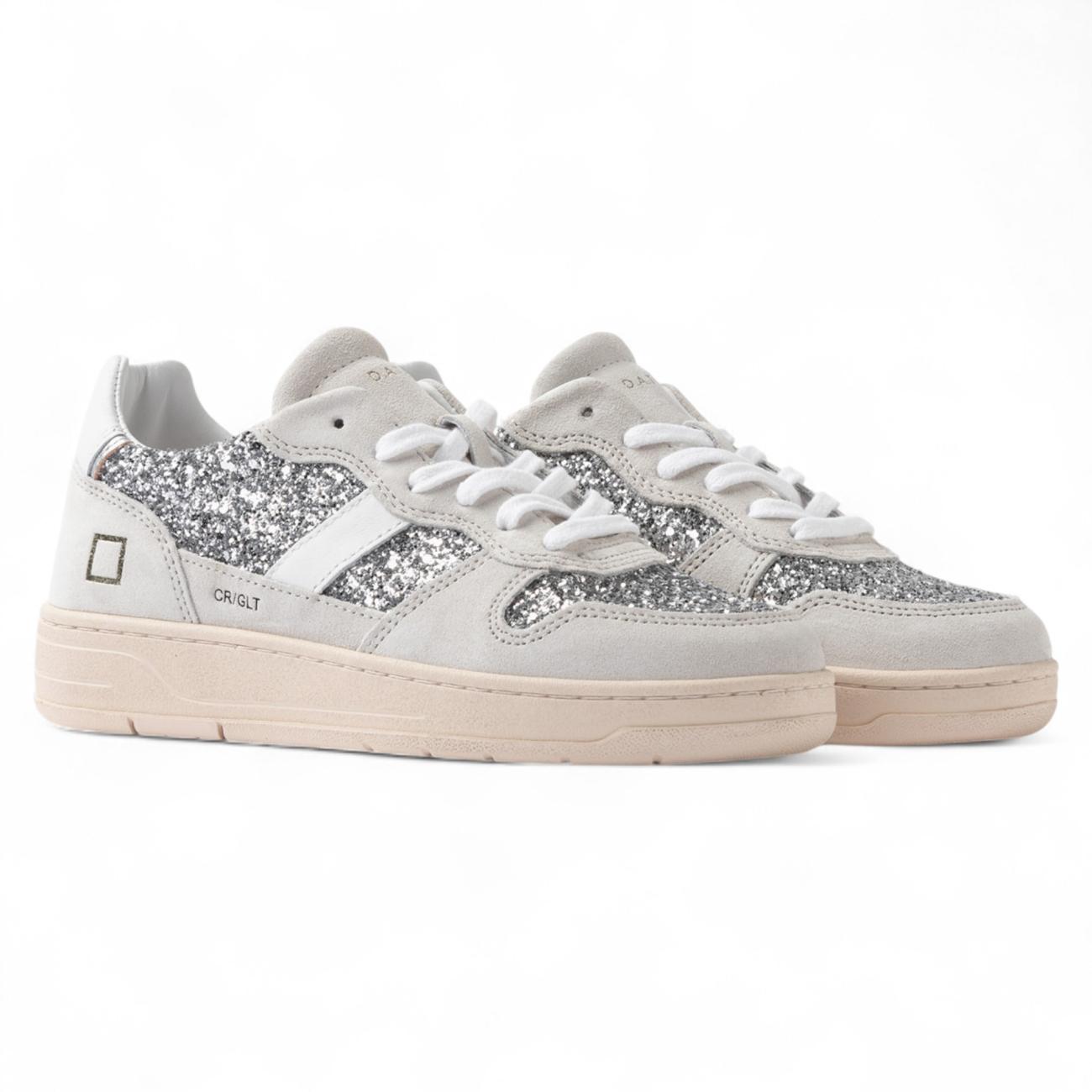 Date sneakers donna Court 2.0 Glitter Silver