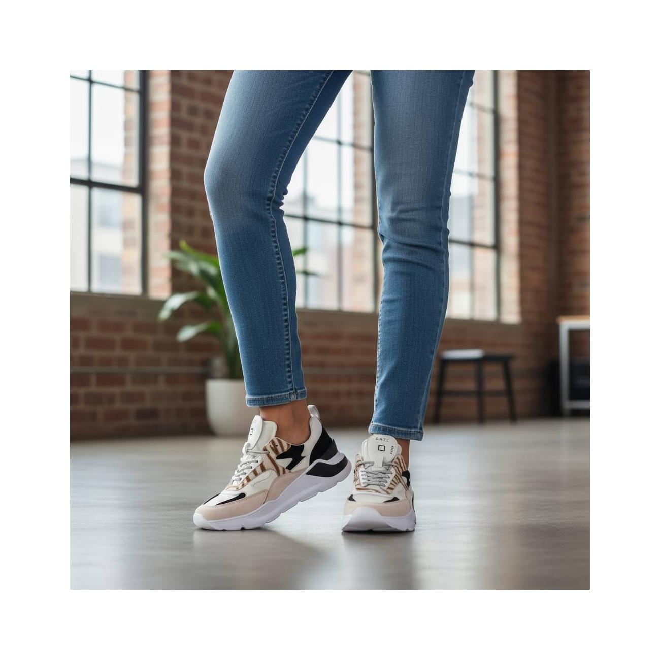 Date sneakers running Fuga Animalier White-Zebra