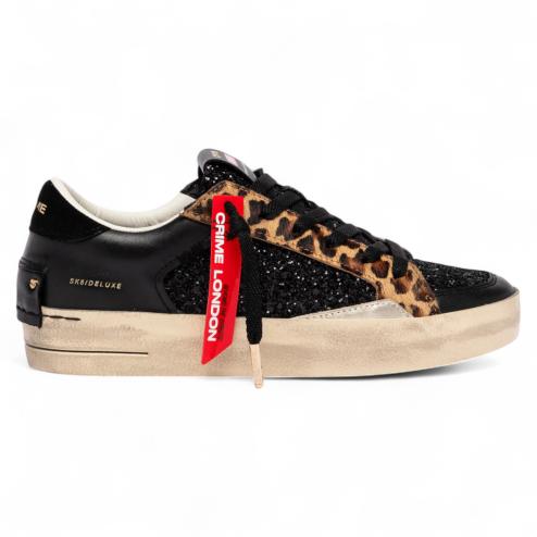 Crime London SK8 Deluxe Black Cheetah low sneakers