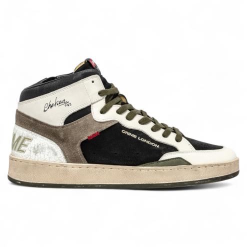 Crime London Chelsea Mid Black Military high sneakers