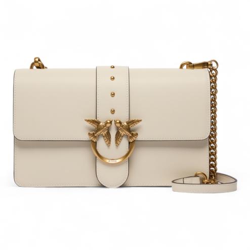 Pinko Love Bag Medium shoulder bag in white and gold