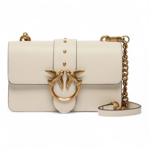 Pinko Love Bag Mini shoulder bag in white and gold