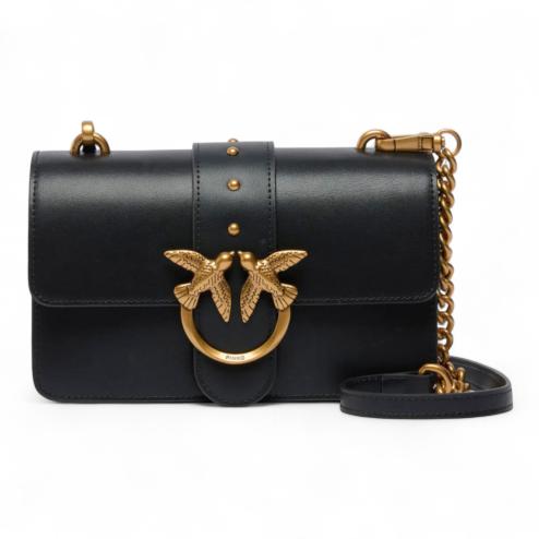 Pinko Love Bag Mini shoulder bag in black and gold