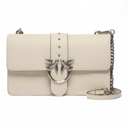 Pinko Love Medium shoulder bag, white and silver