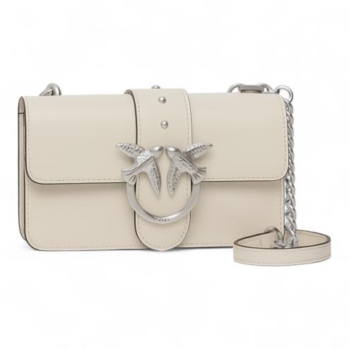 Pinko Love Mini shoulder bag, white and silver