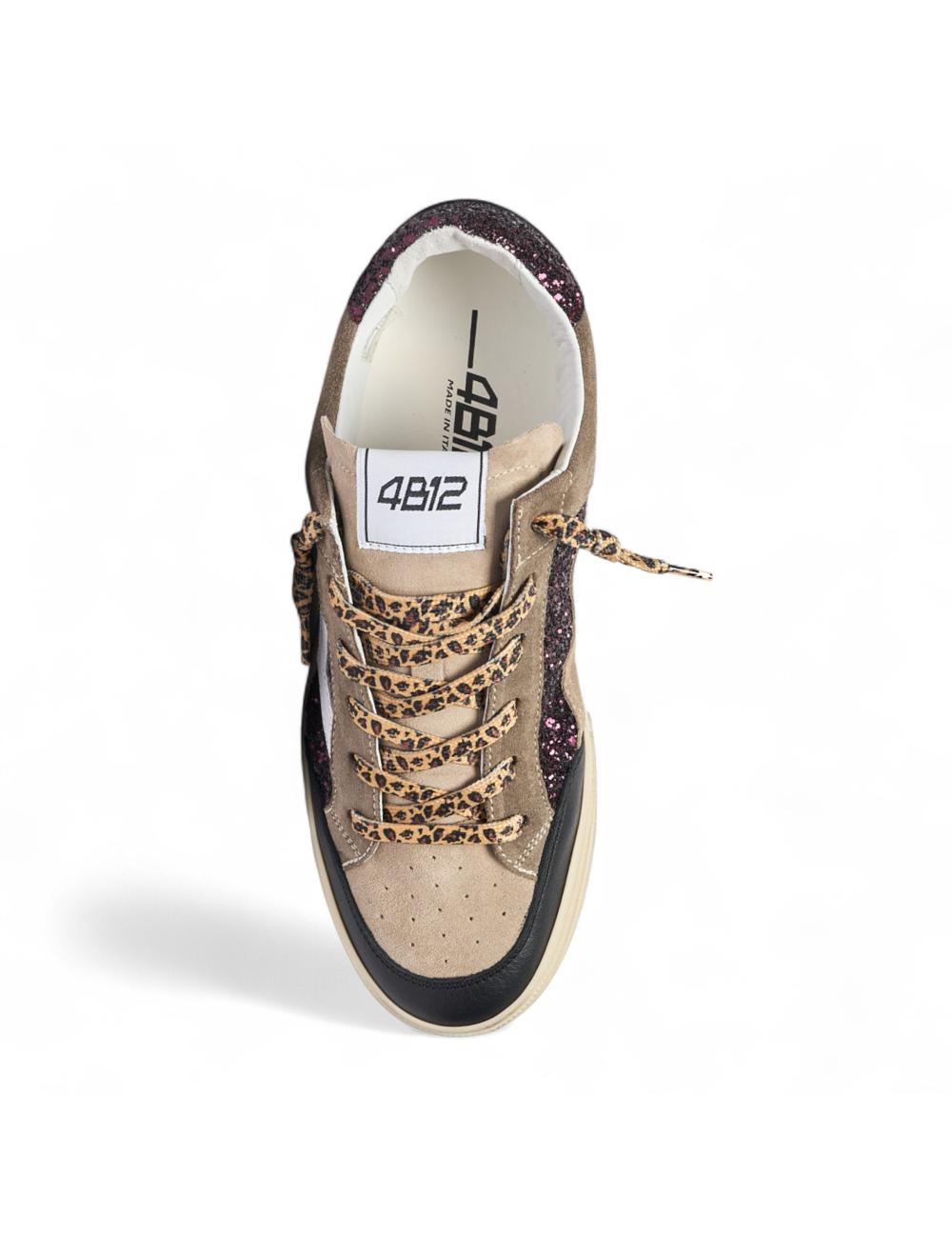 4B12 sneakers Kyle glitter bordeaux