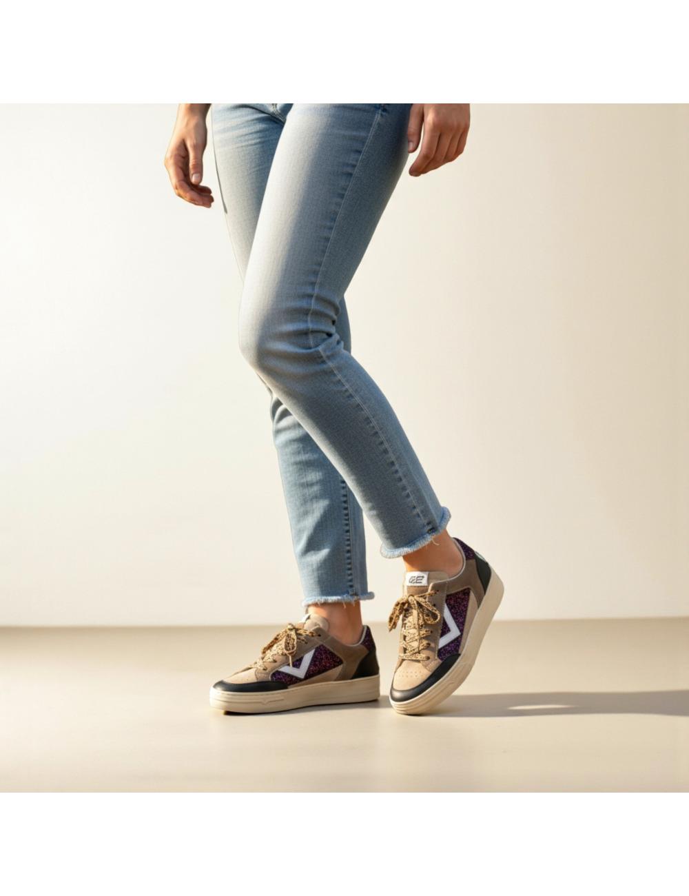 4B12 sneakers Kyle glitter bordeaux