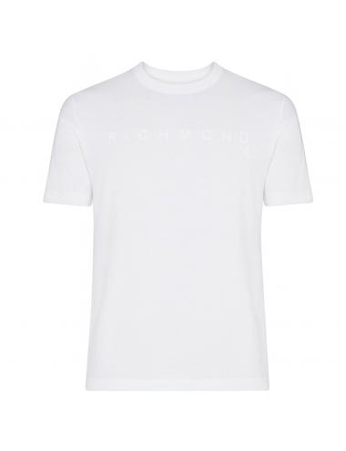 John Richmond Men's White T-Shirt with Embossed Logo