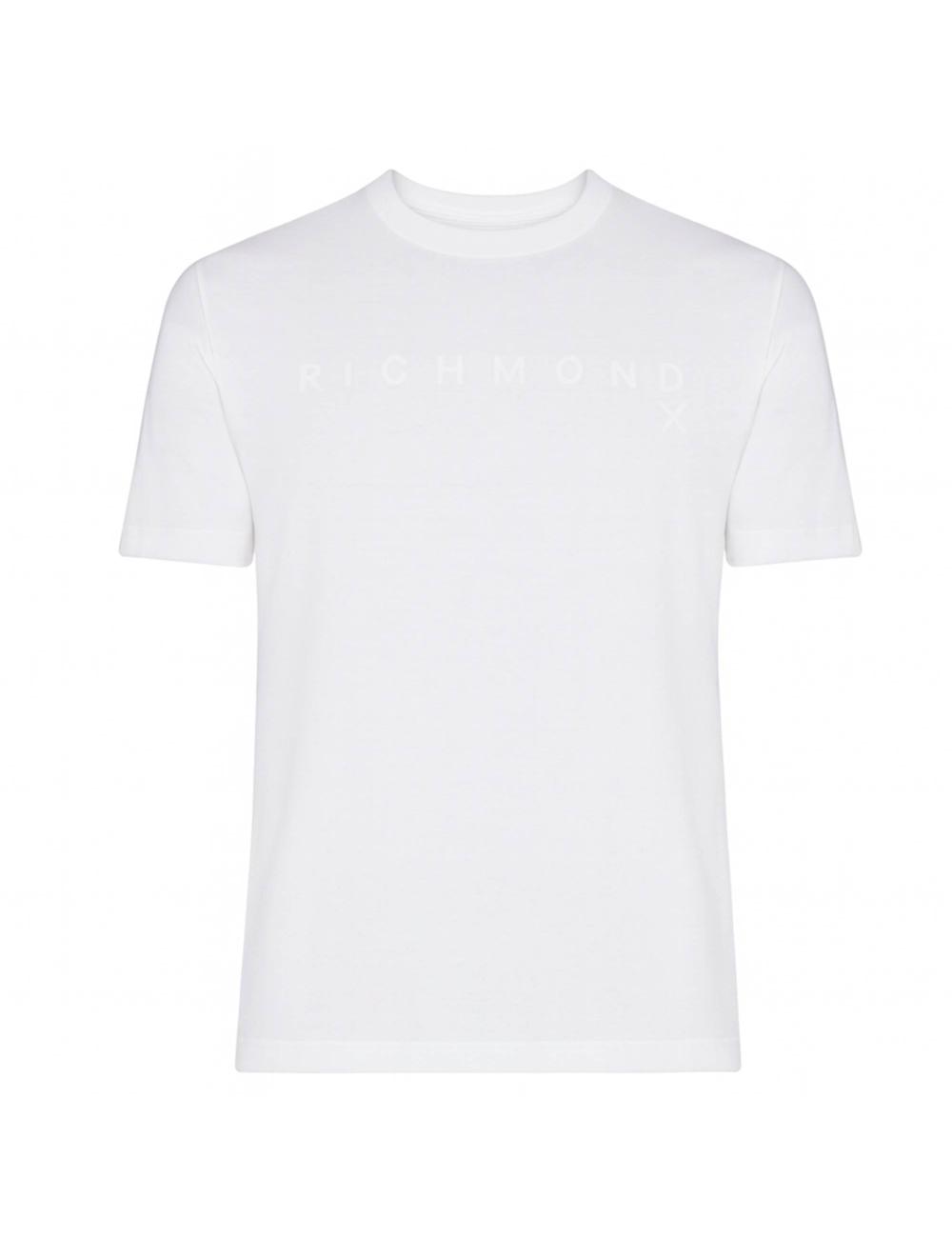 John Richmond Men's White T-Shirt with Embossed Logo