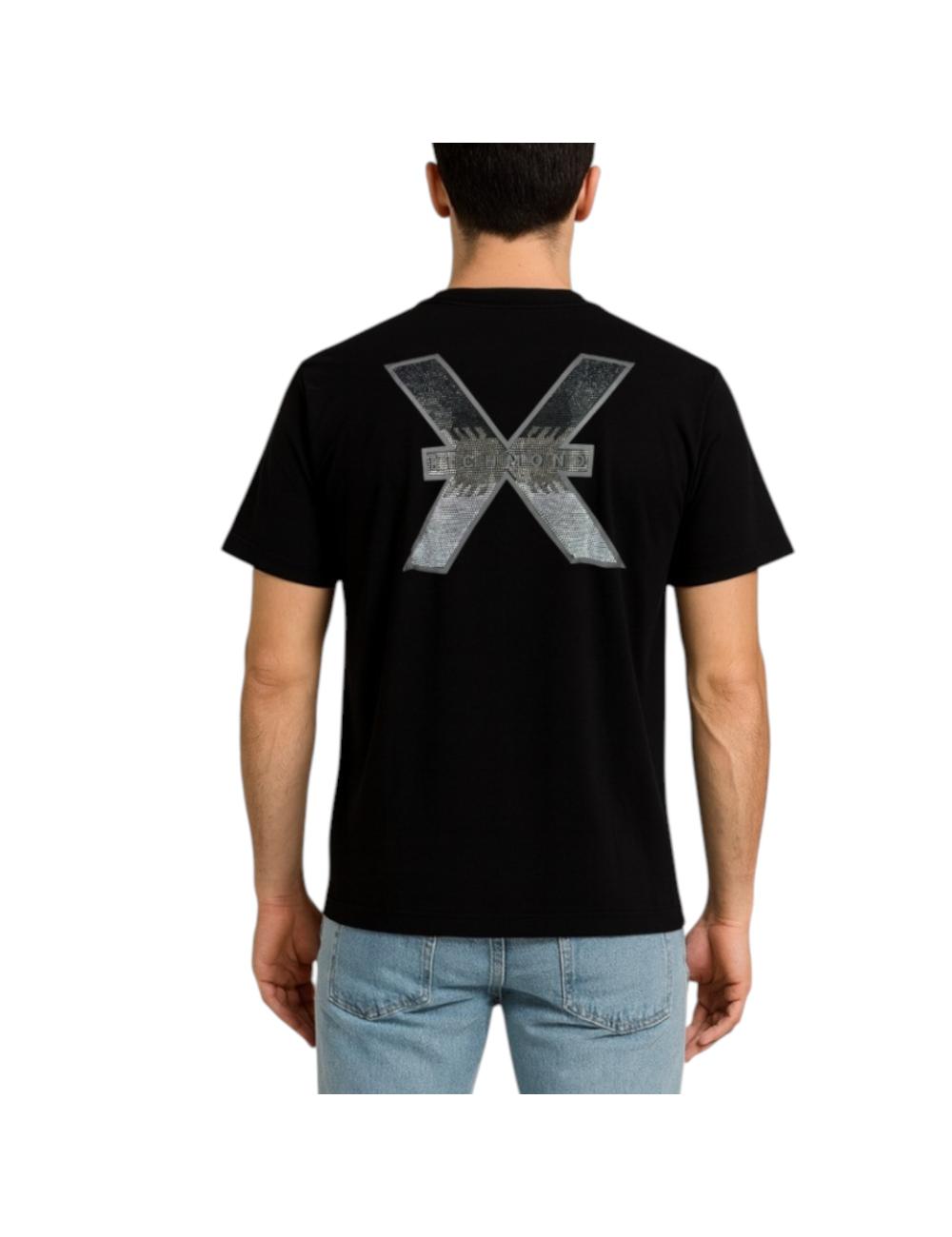John Richmond men's black T-shirt with maxi logo
