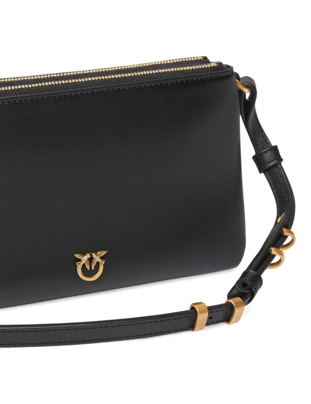 Pinko Mini Double Bag Piccola in Pelle con Tracolla nera