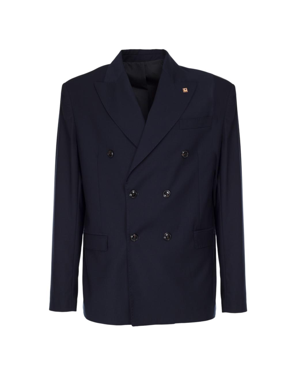 Blue double-breasted suit...