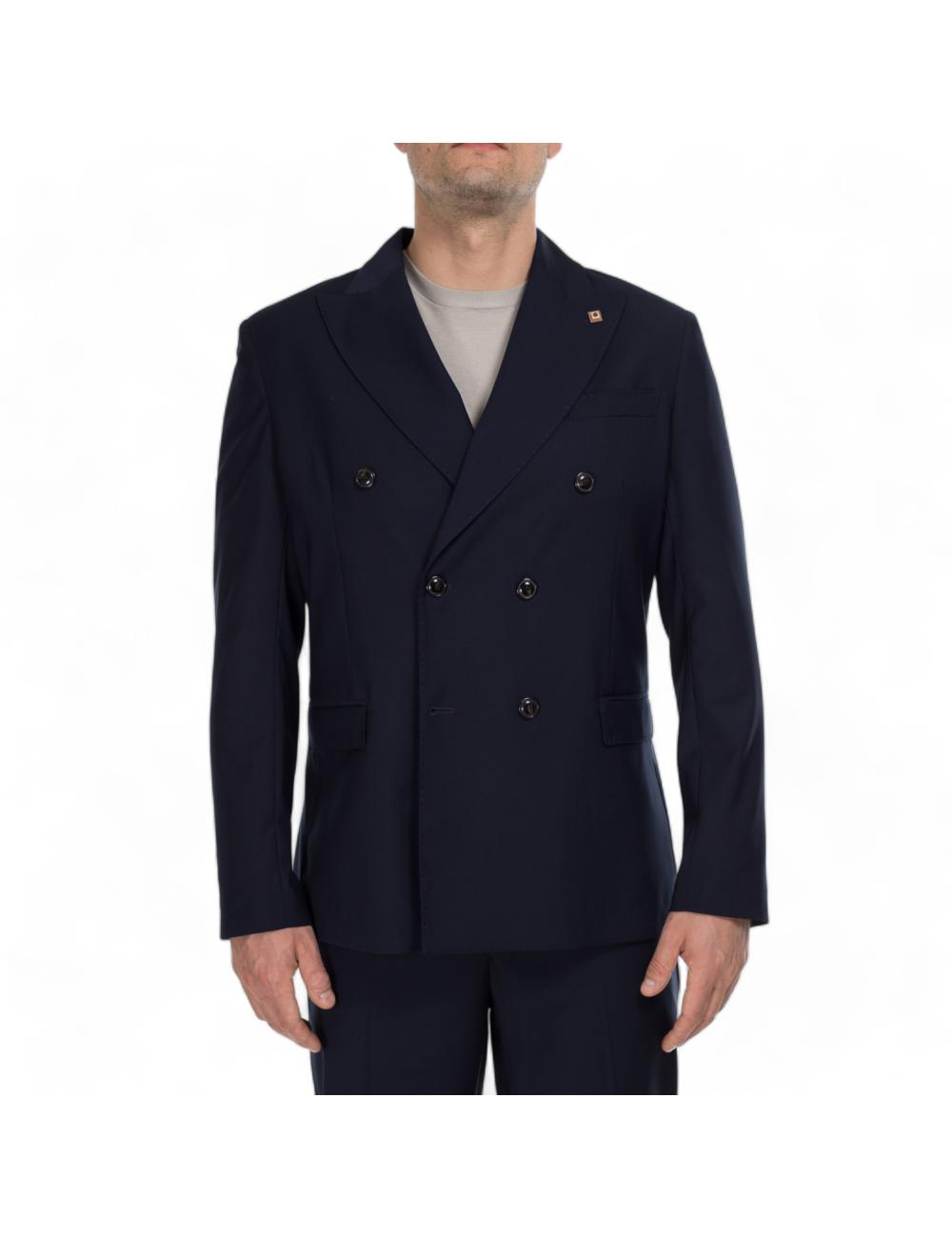 Blue double-breasted suit...