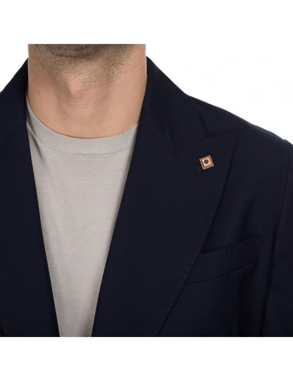 Blue double-breasted suit...