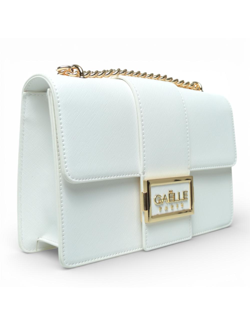 Gaëlle Paris Borsa Tracolla bianca Logo oro