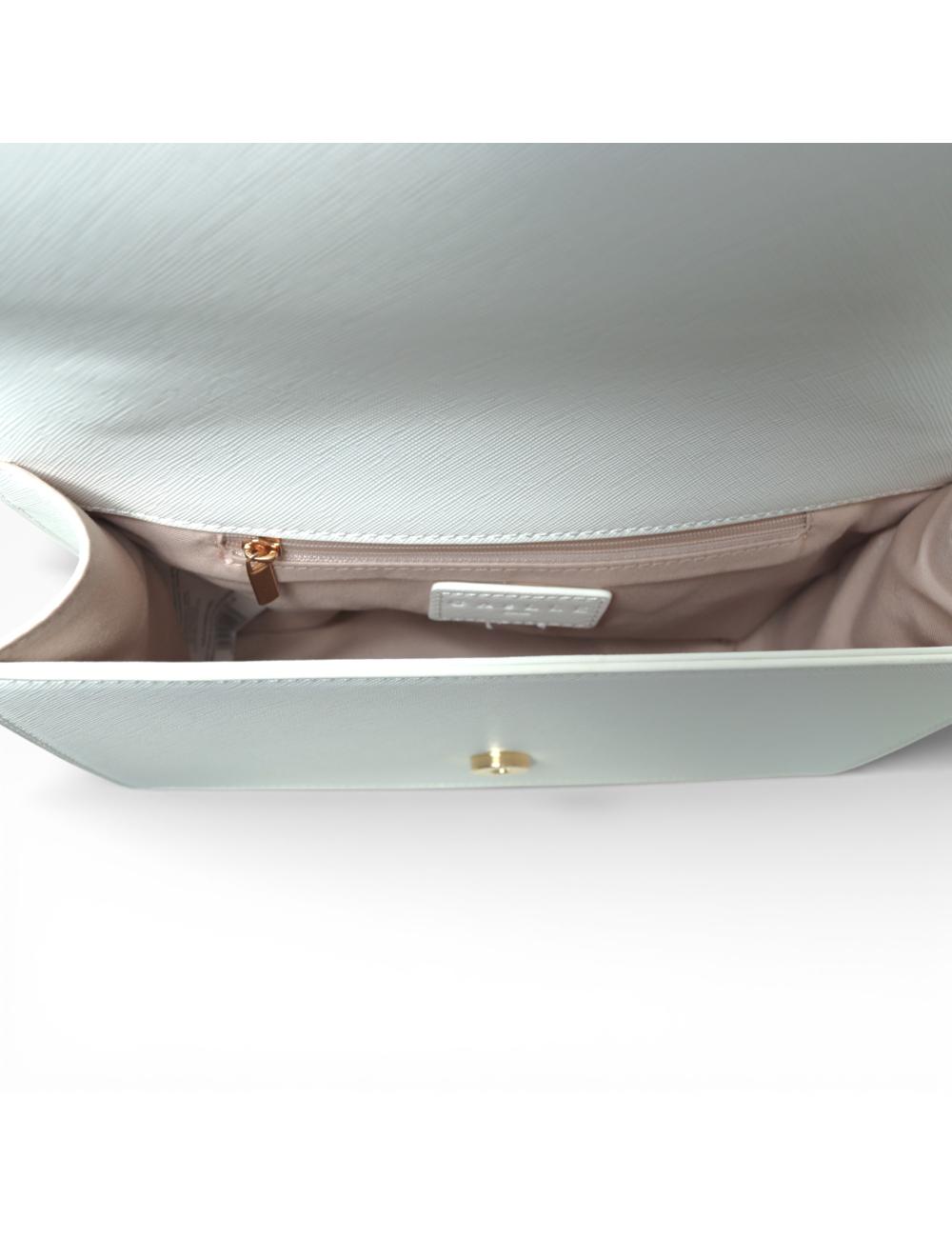 Gaëlle Paris White Shoulder Bag with Chain and Metallic Logo