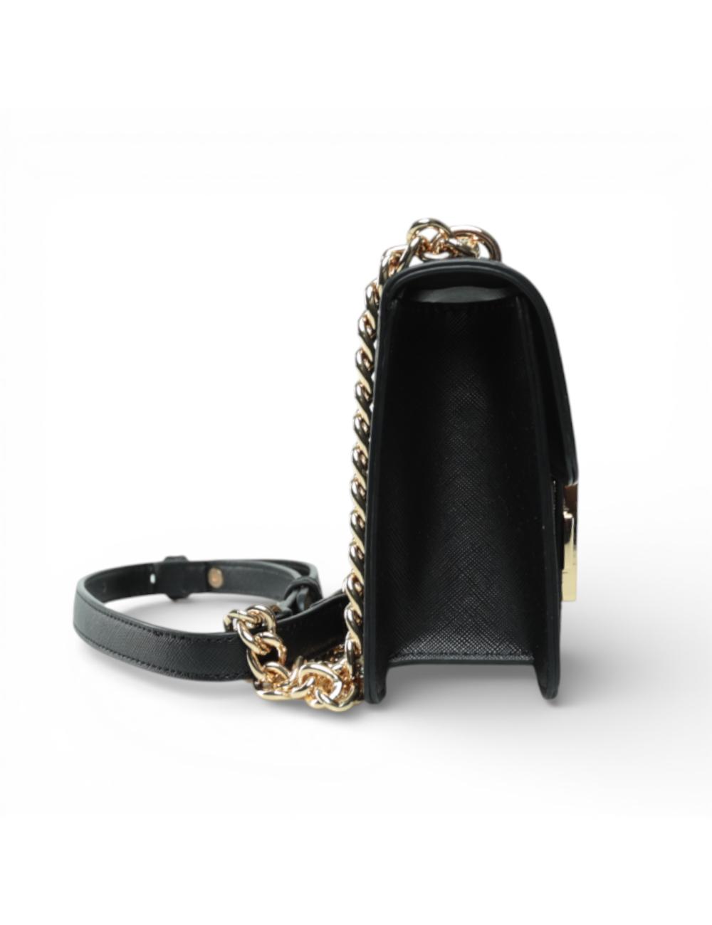 Gaëlle Paris Borsa Tracolla mini nera logo oro