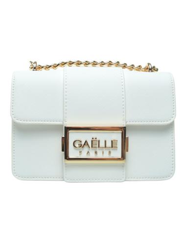Gaëlle Paris Borsa Tracolla mini bianca logo oro
