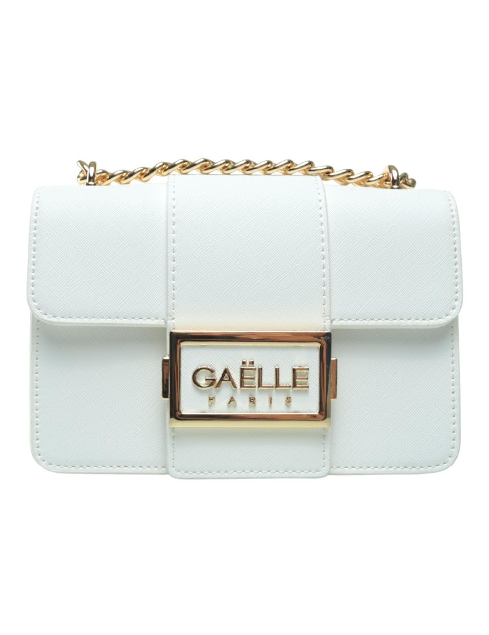 Gaëlle Paris Borsa Tracolla mini bianca logo oro