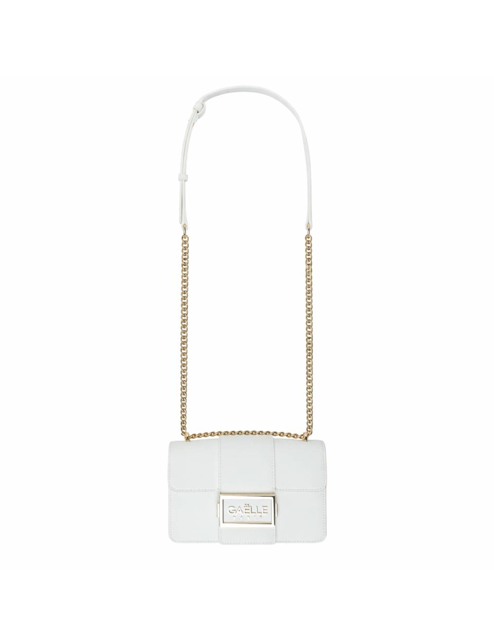 Gaëlle Paris Borsa Tracolla mini bianca logo oro