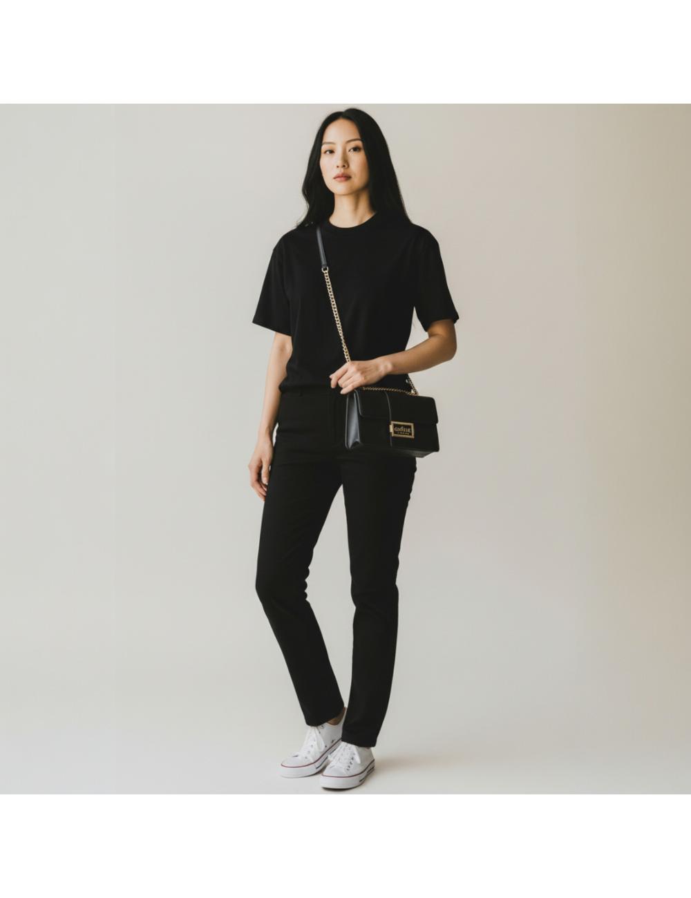 Gaëlle Paris Borsa Tracolla nera Logo oro