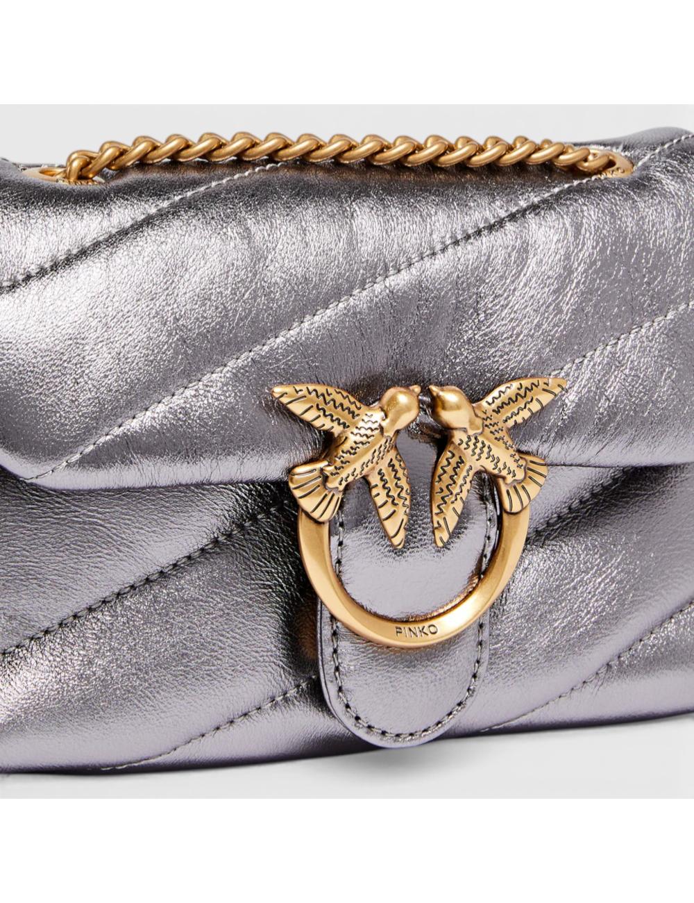 Pinko Love Bag Puff Baby laminated silver
