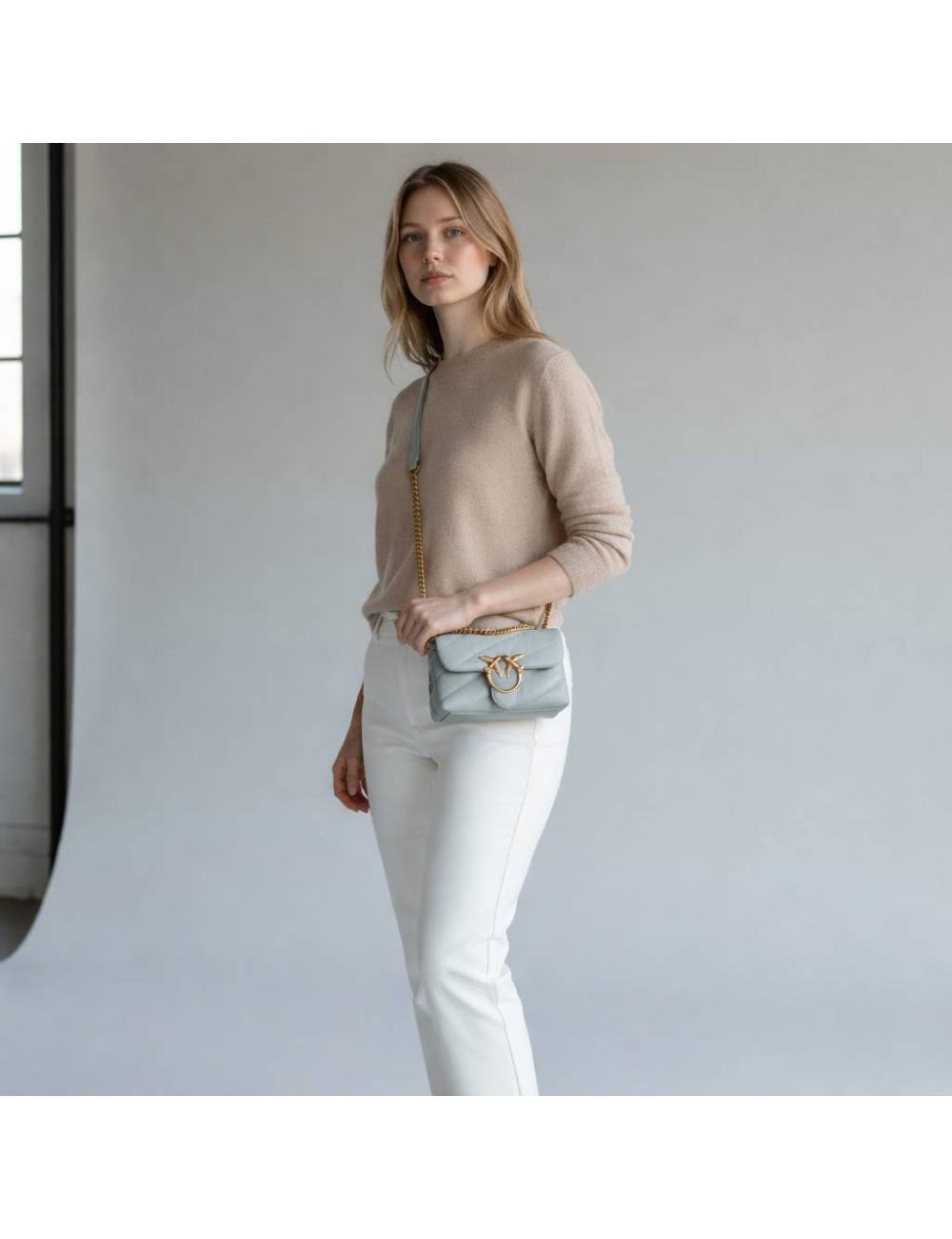 Pinko borsa puff baby c grigio perla