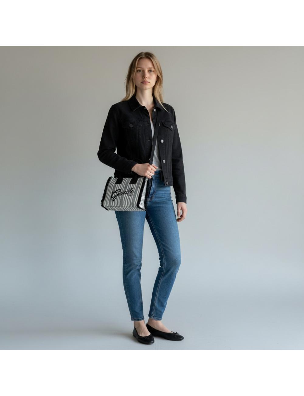 Gaelle Paris Regular Shopper Bag Black Beige